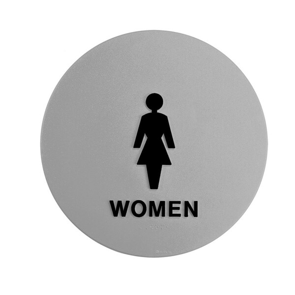 Bcf 12 x 12, Women Door Sign, Circular Print, Picture & Text, Gray Backgroung w/Black Print SBH12W-GRAY-BLACK - main